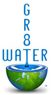 Creative logo with water and blue text.